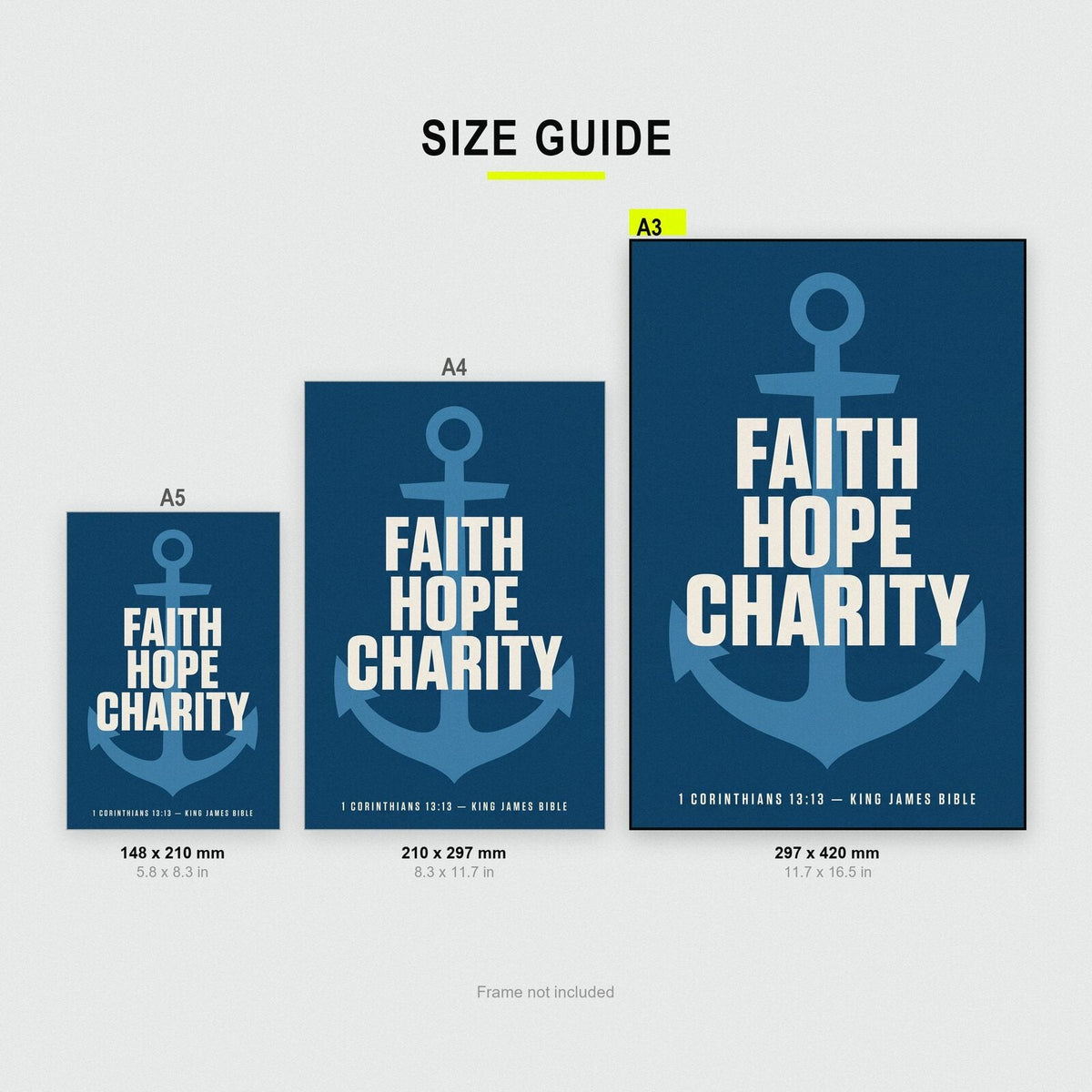 Faith Hope Charity 1 Corinthians 13:13 Bible Verse Art Print