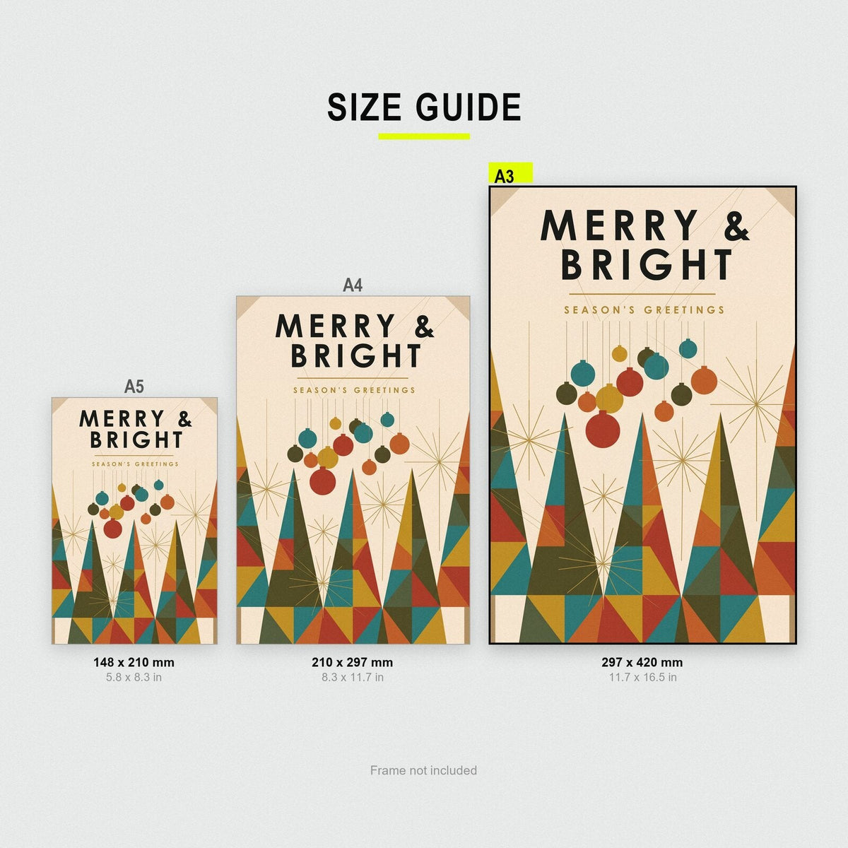 Merry And Bright Mid Century Christmas Art Print
