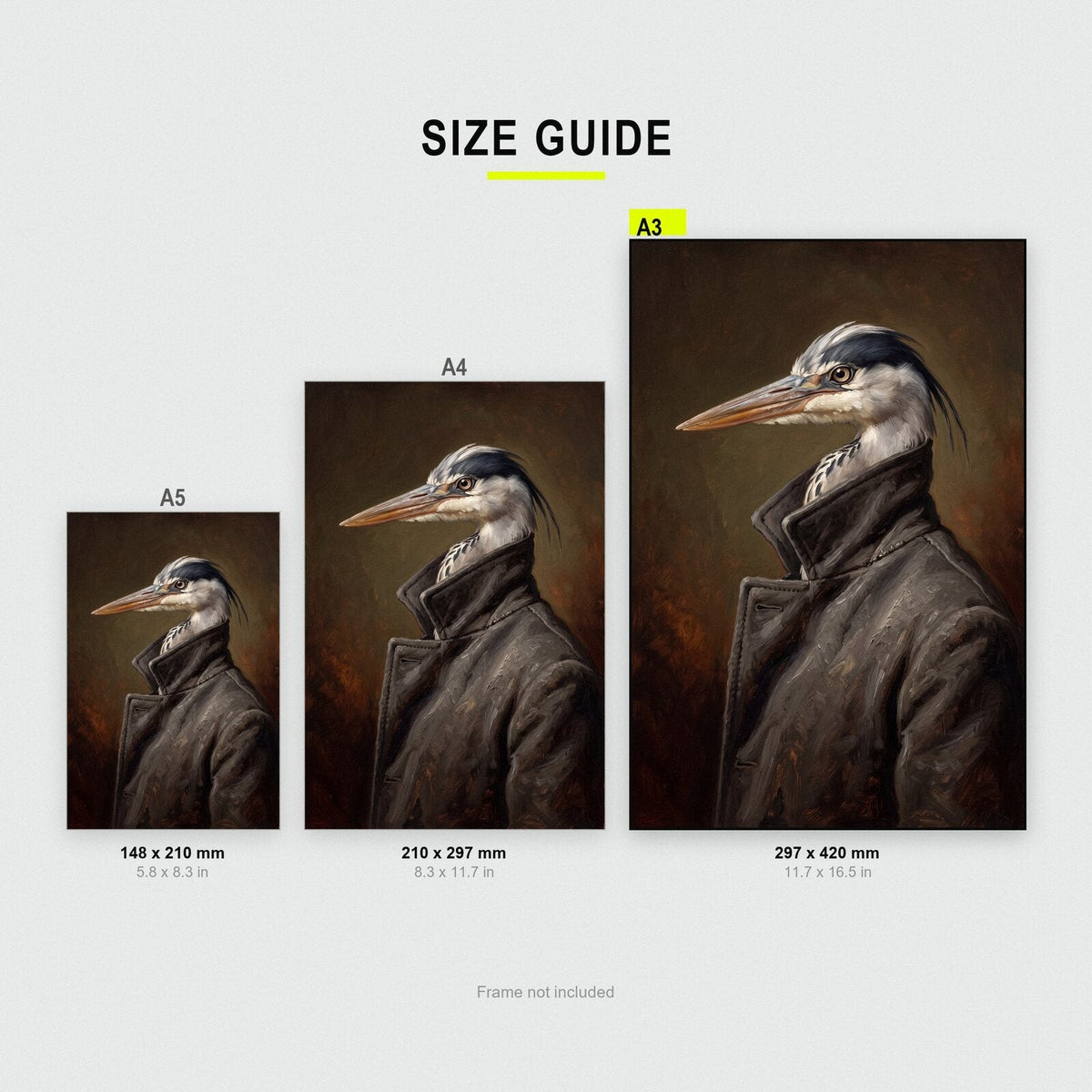 Heron The Gentry Animal Portrait Art Print