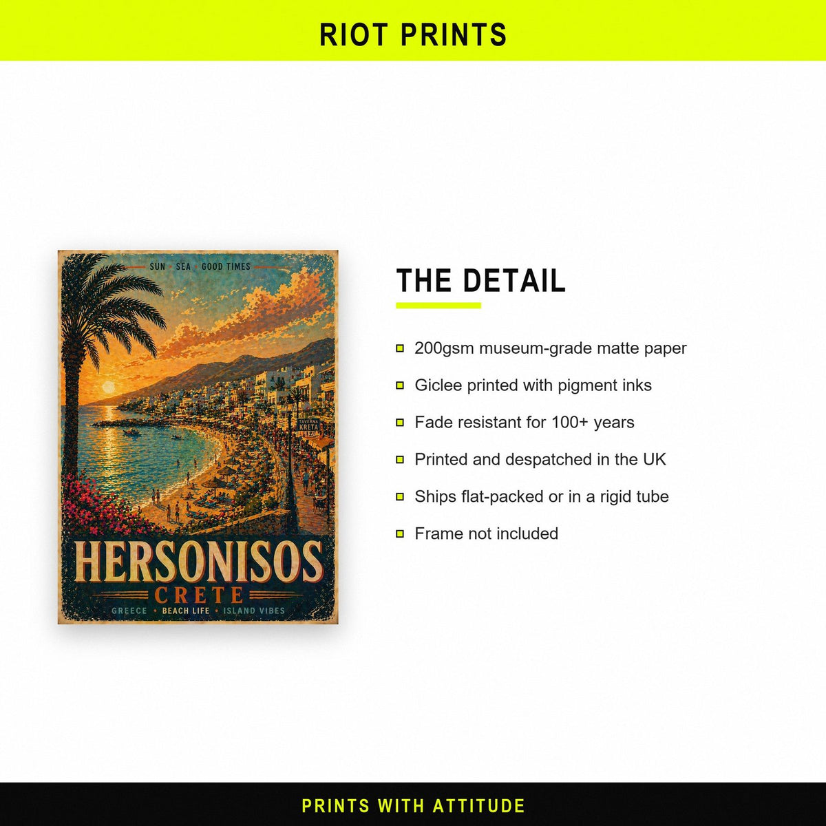 Hersonisos Crete Travel Poster paper and printing specification