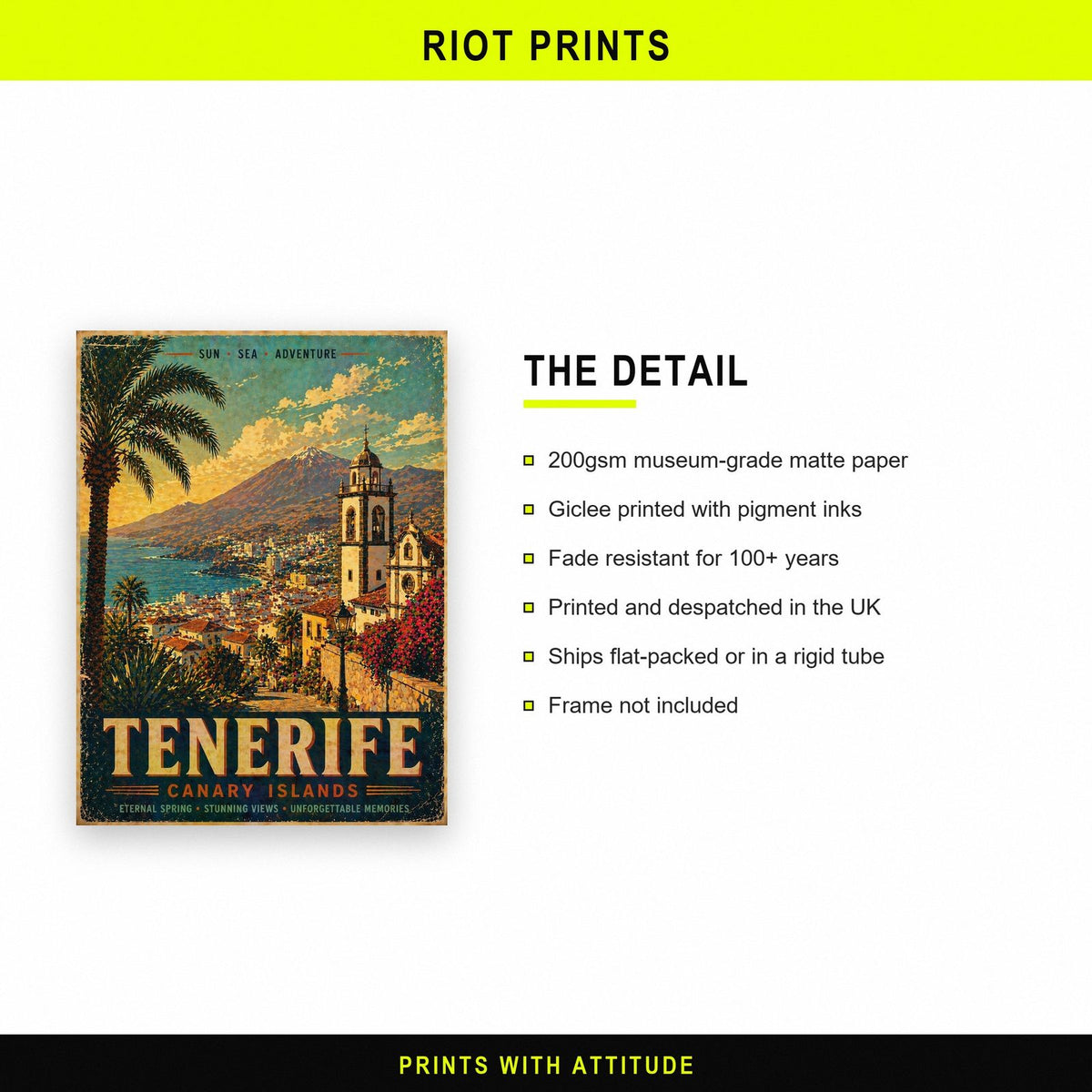 Tenerife Travel Poster paper and printing specification
