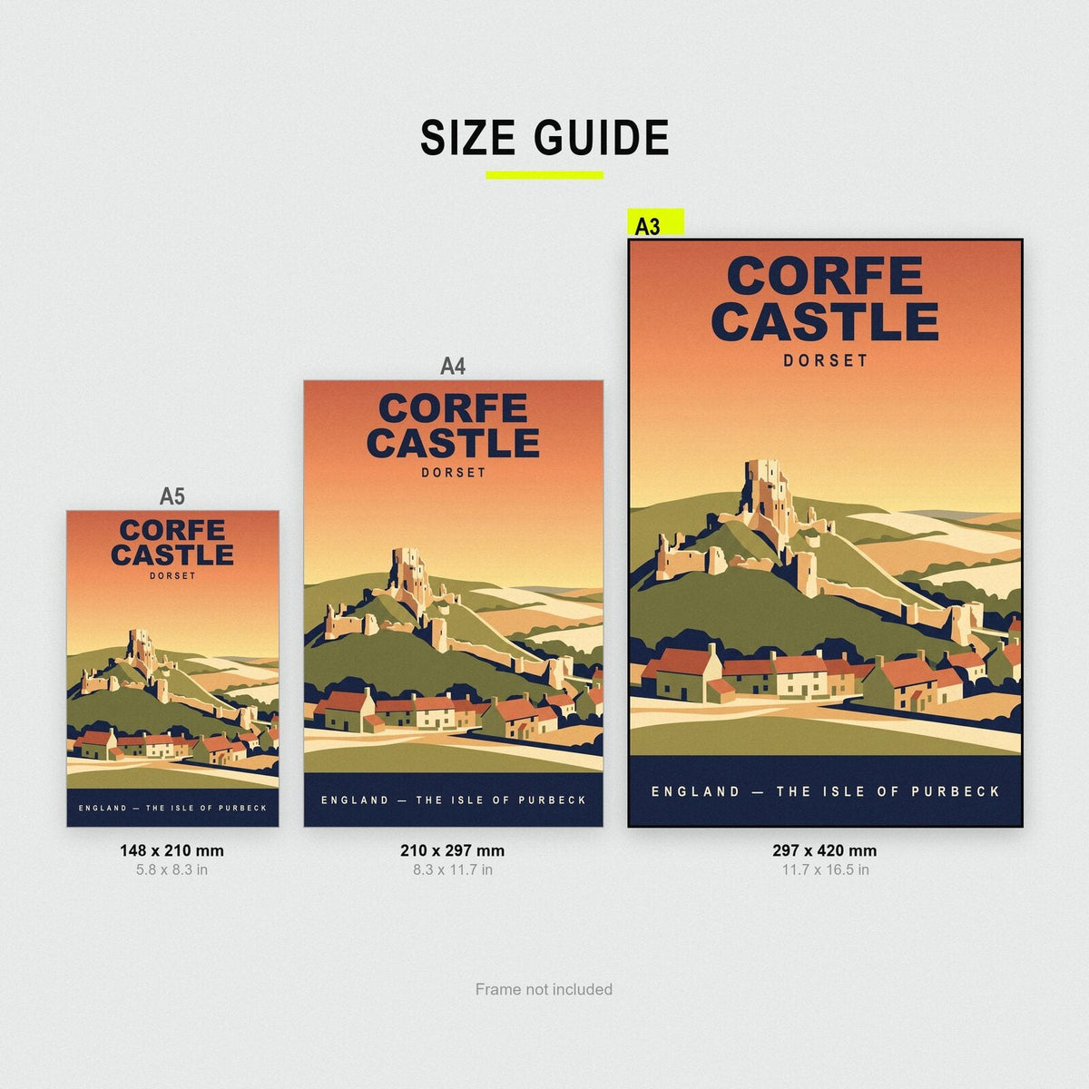 Corfe Castle Dorset Travel Poster Art Print