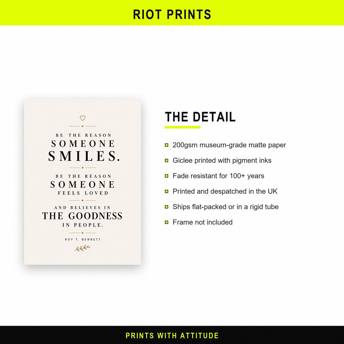 Roy T Bennett Quote Print paper and printing specification