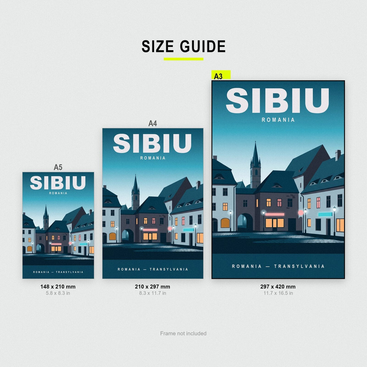Sibiu Romania Travel Poster Art Print