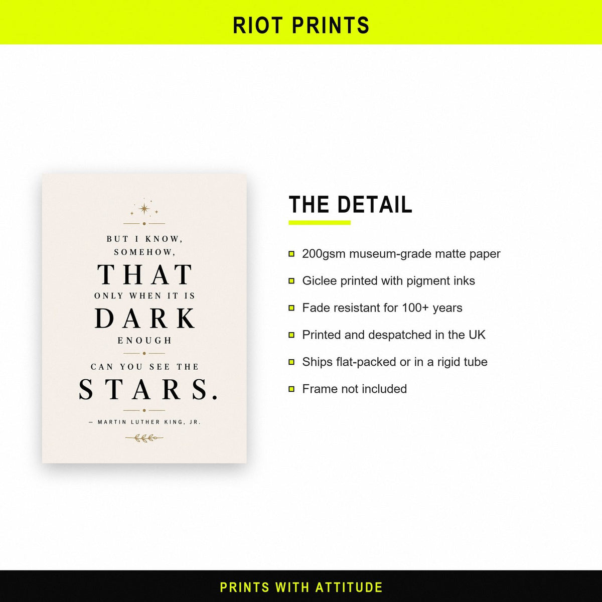 Martin Luther King Stars Quote Print paper and printing specification