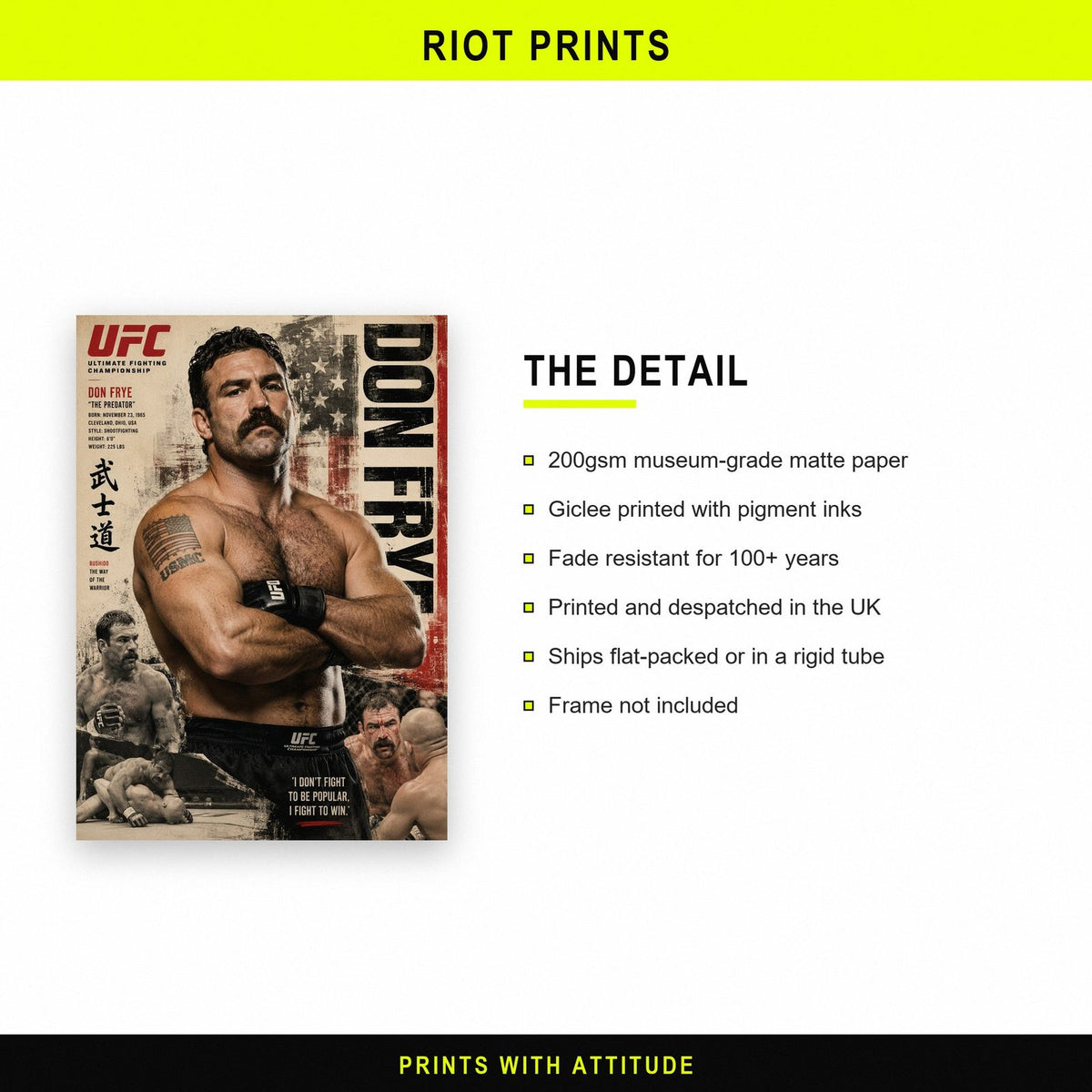Don Frye UFC Poster paper and printing specification
