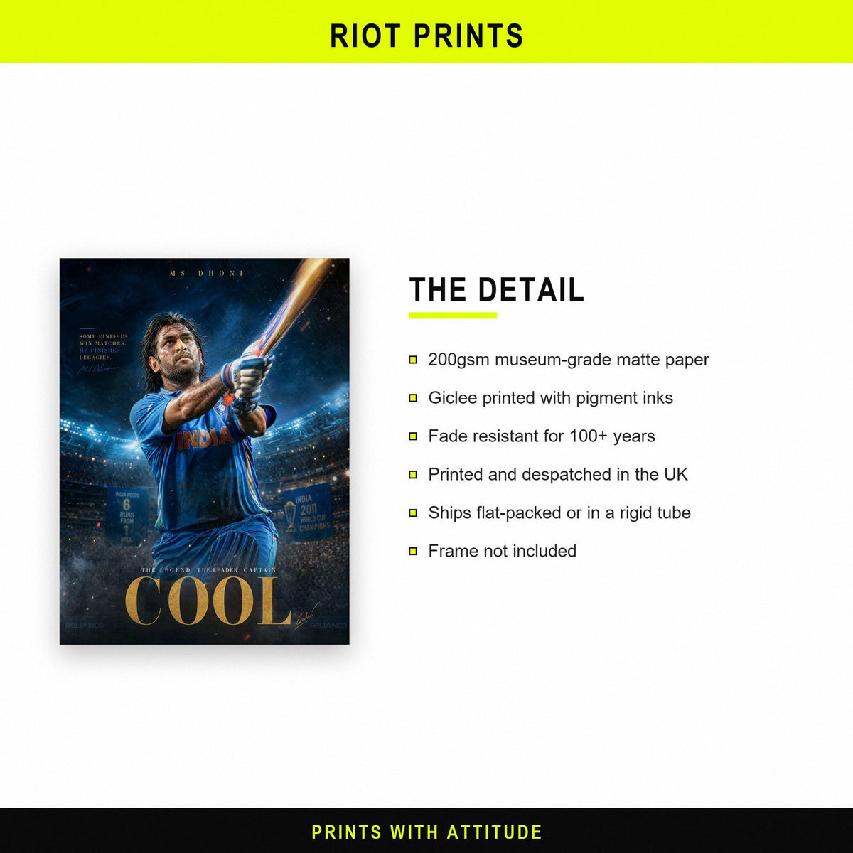 MS Dhoni Captain Print paper and printing specification