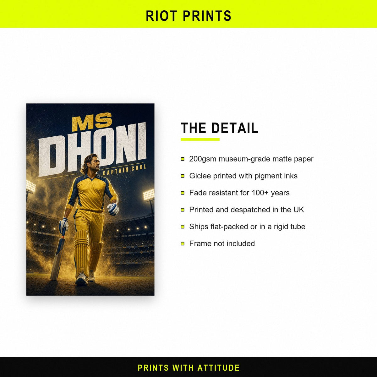 MS Dhoni Captain Cool Cricket Art Print