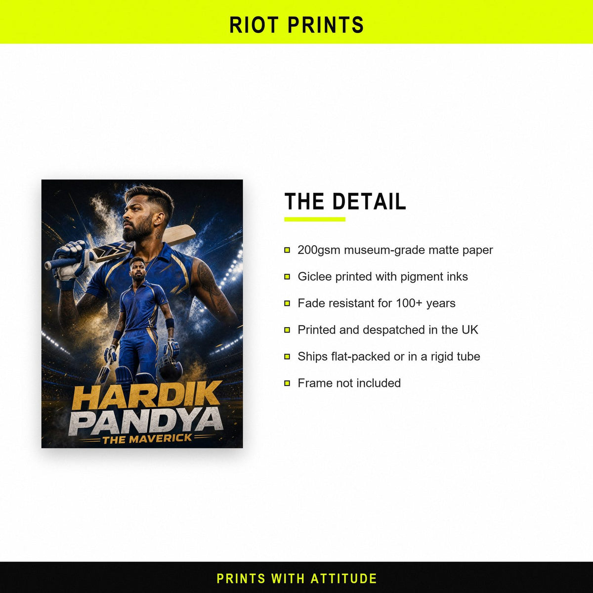 Hardik Pandya Poster paper and printing specification