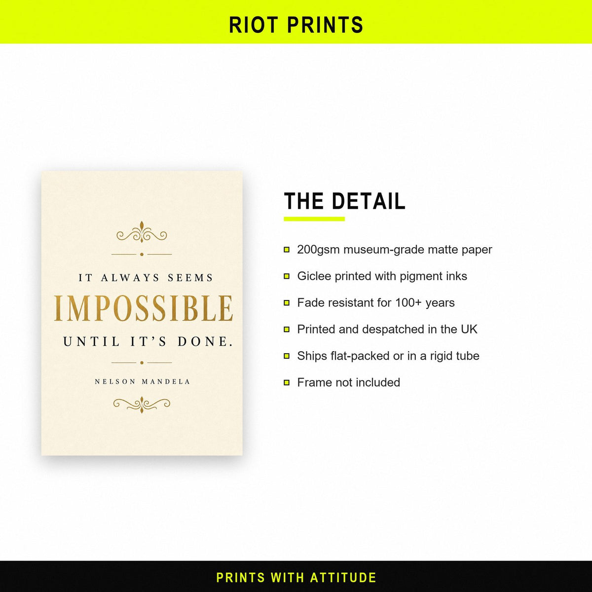 Nelson Mandela It Always Seems Impossible Quote Art Print
