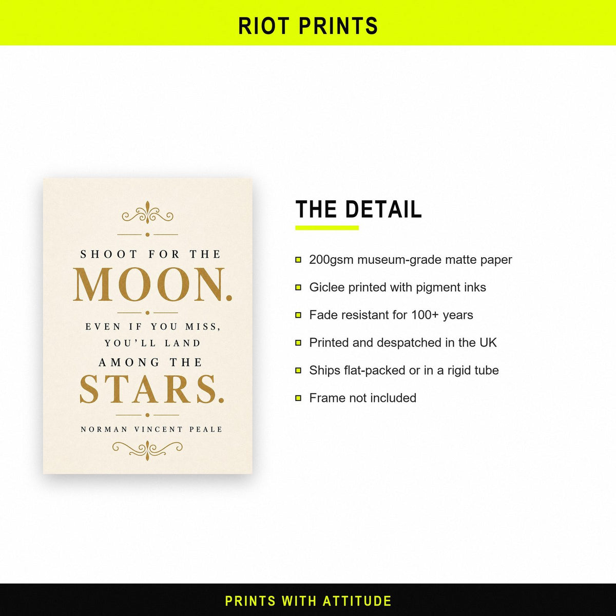 Shoot For The Moon Quote Art Print