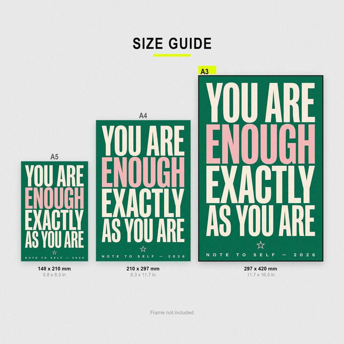 You Are Enough Exactly As You Are Note To Self Typography Art Print