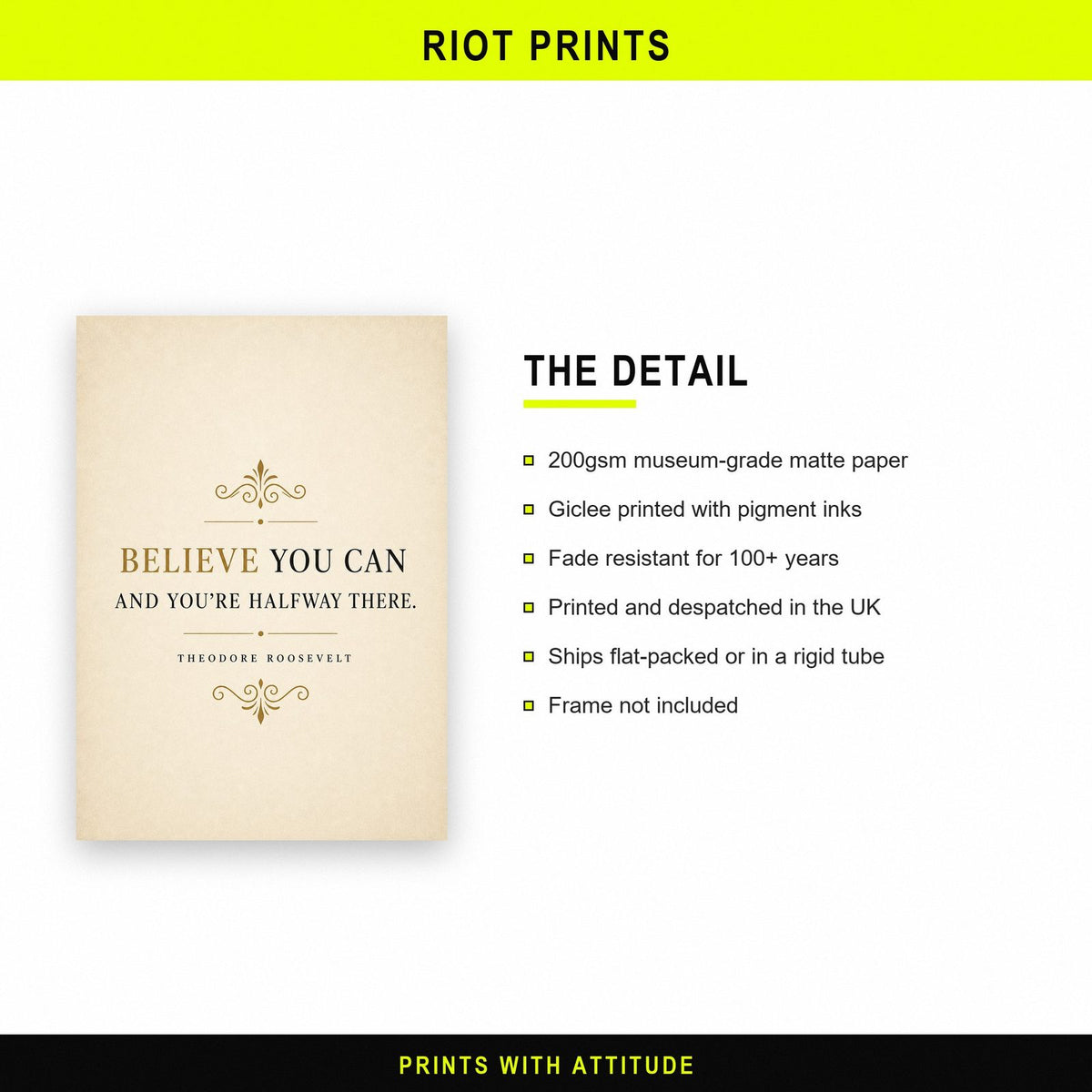 Believe You Can Theodore Roosevelt Quote Art Print
