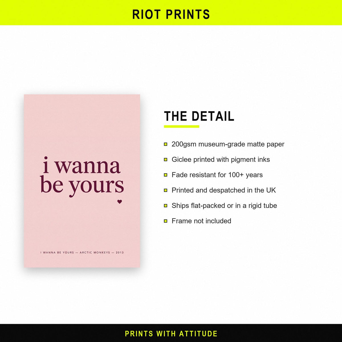 I Wanna Be Yours Lyrics Print paper and printing specification