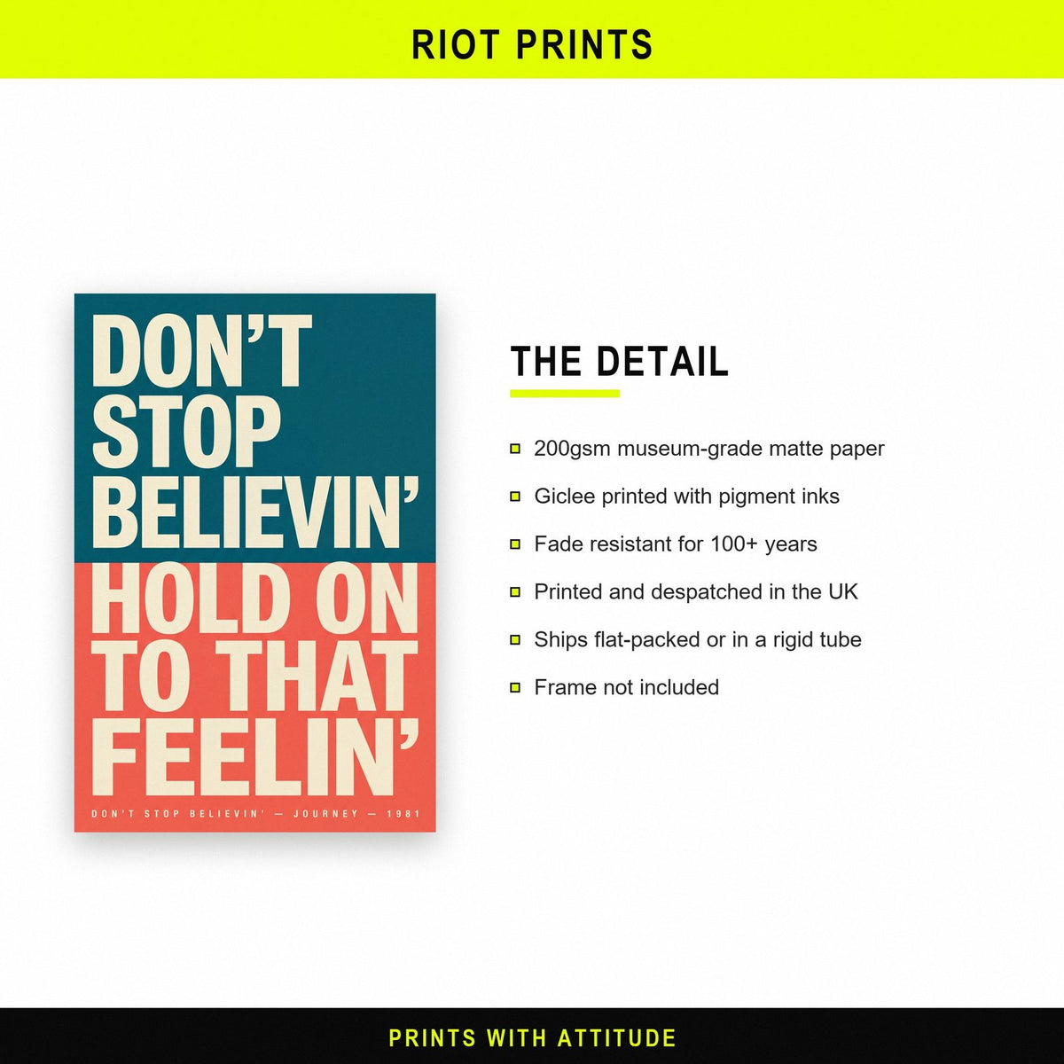 Don't Stop Believin' Lyrics Print paper and printing specification