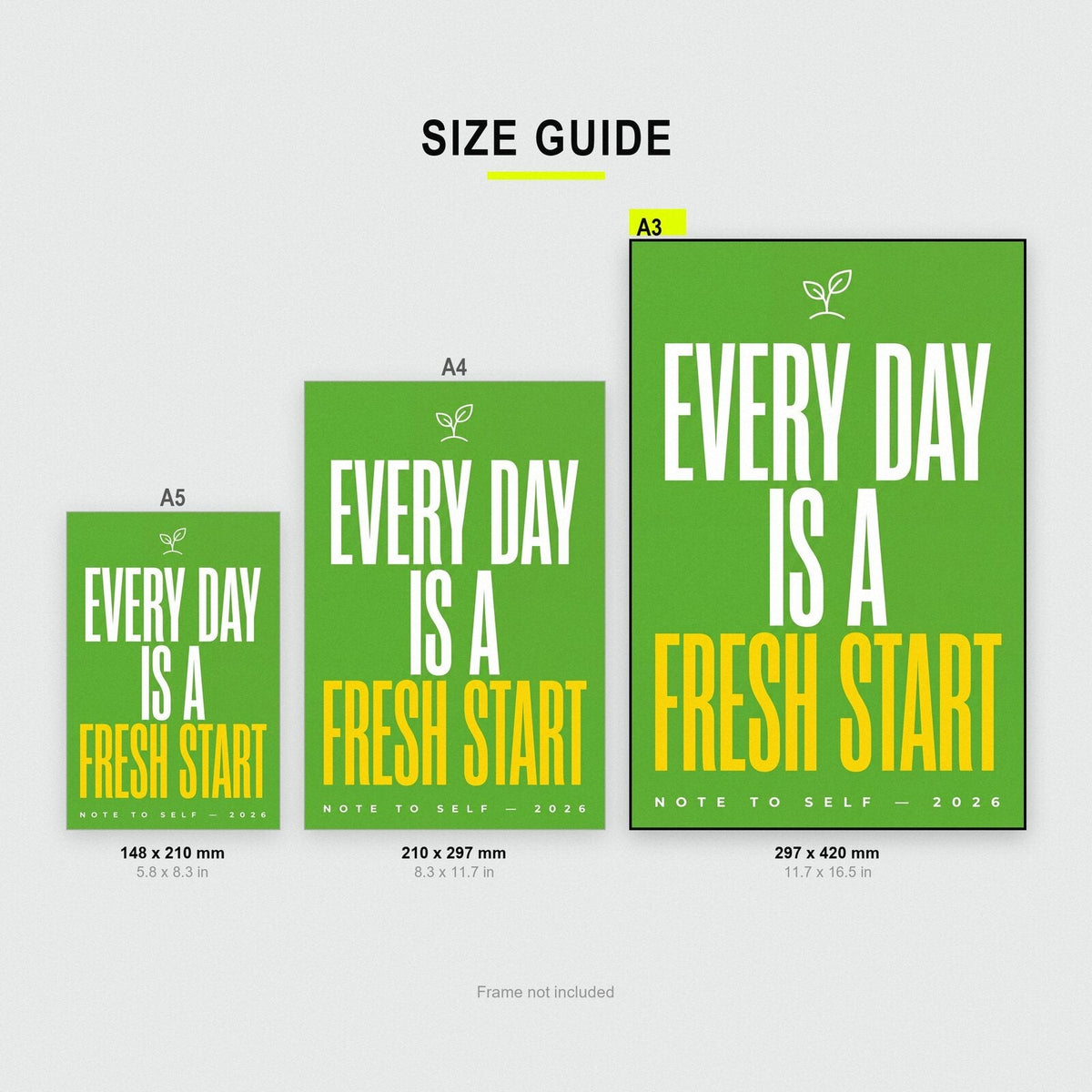Every Day Is A Fresh Start Note To Self Typography Art Print