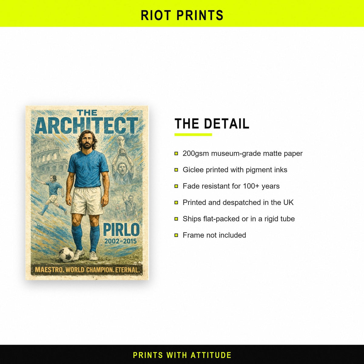 Andrea Pirlo Football Legends Poster paper and printing specification