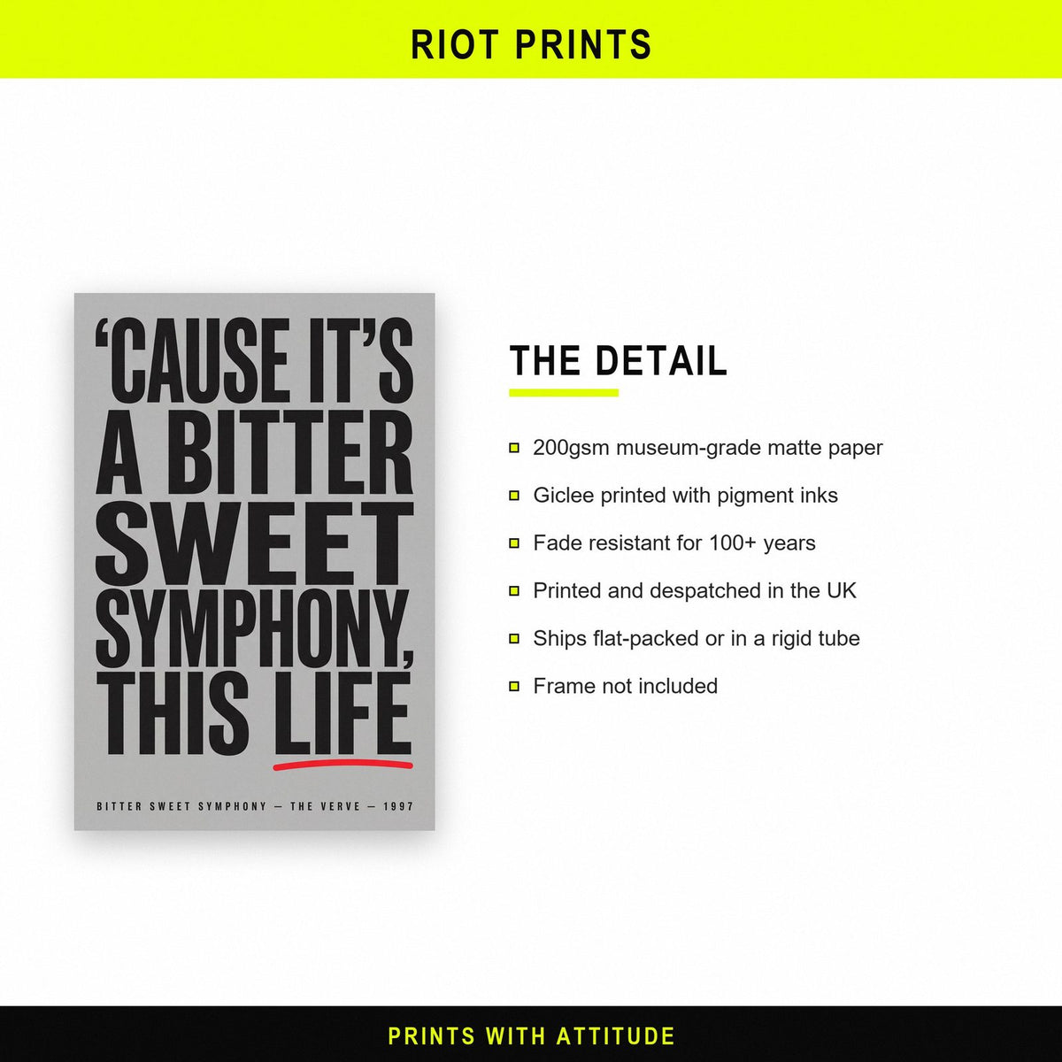 Bitter Sweet Symphony Lyrics Print paper and printing specification