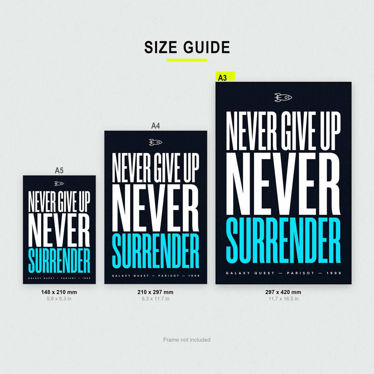 Never Give Up Never Surrender Movie Quote Art Print