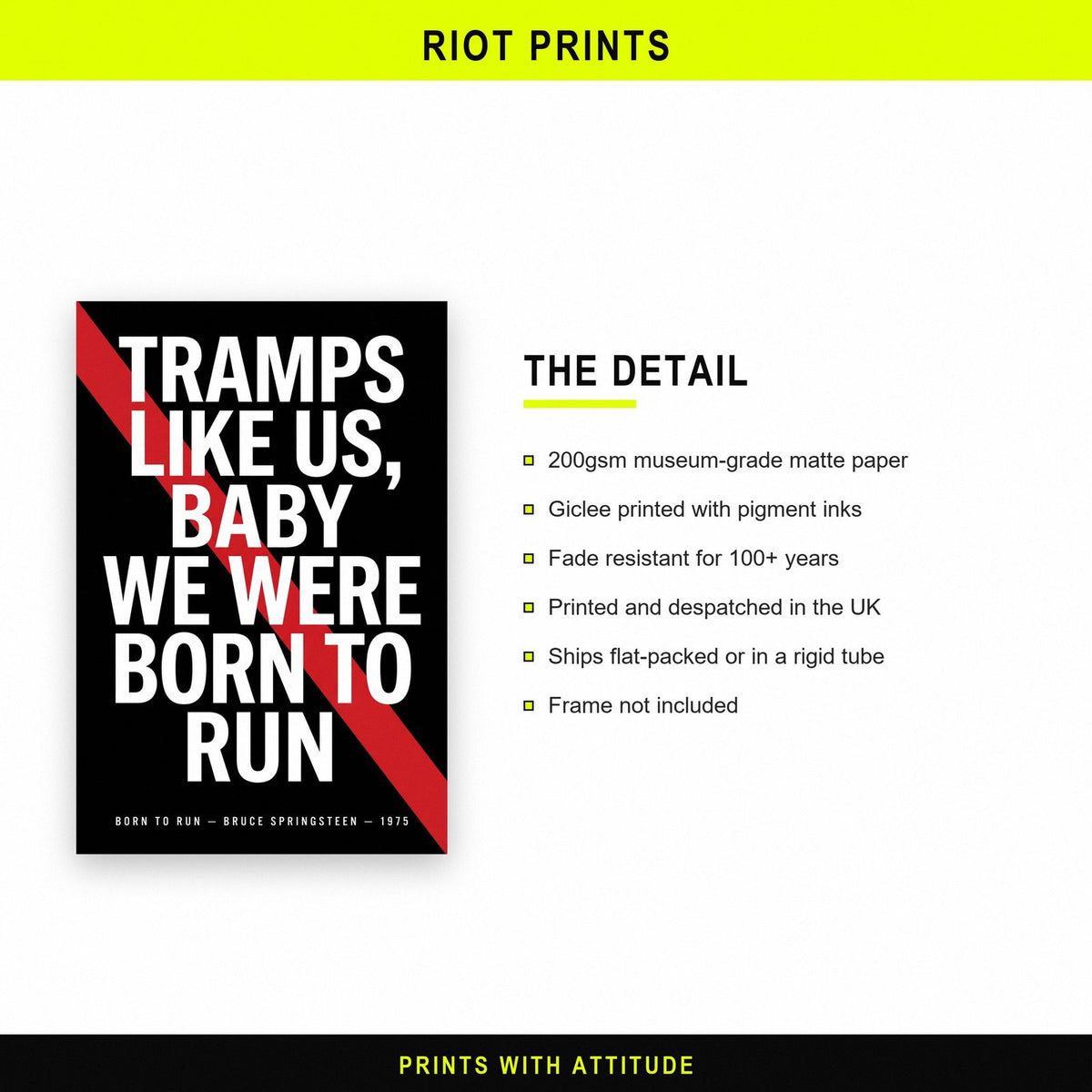Born To Run Lyrics Print paper and printing specification