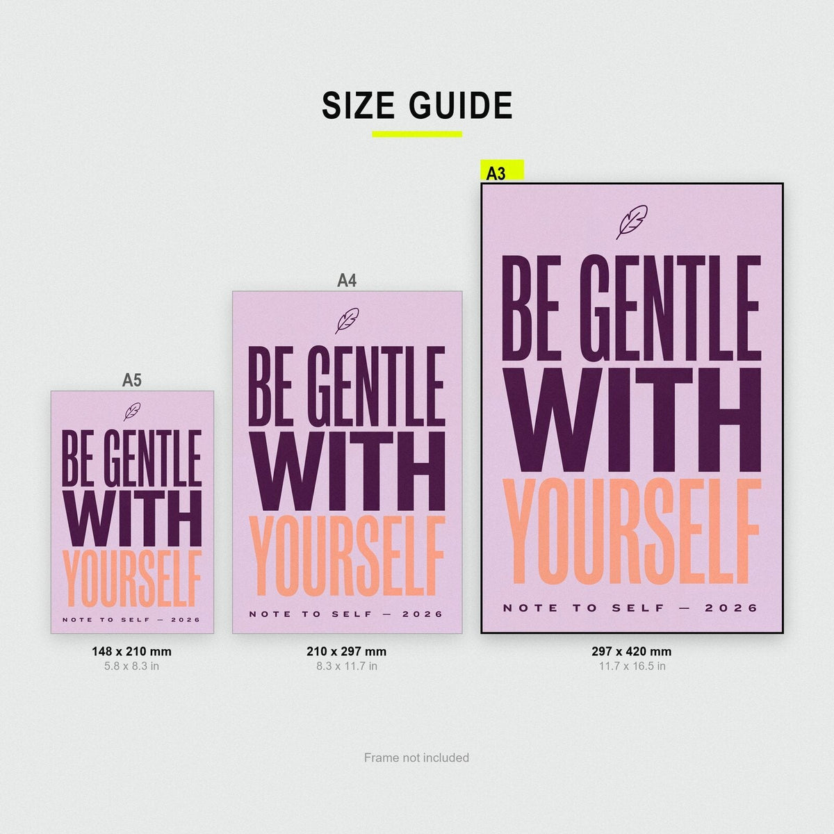 Be Gentle With Yourself Note To Self Typography Art Print