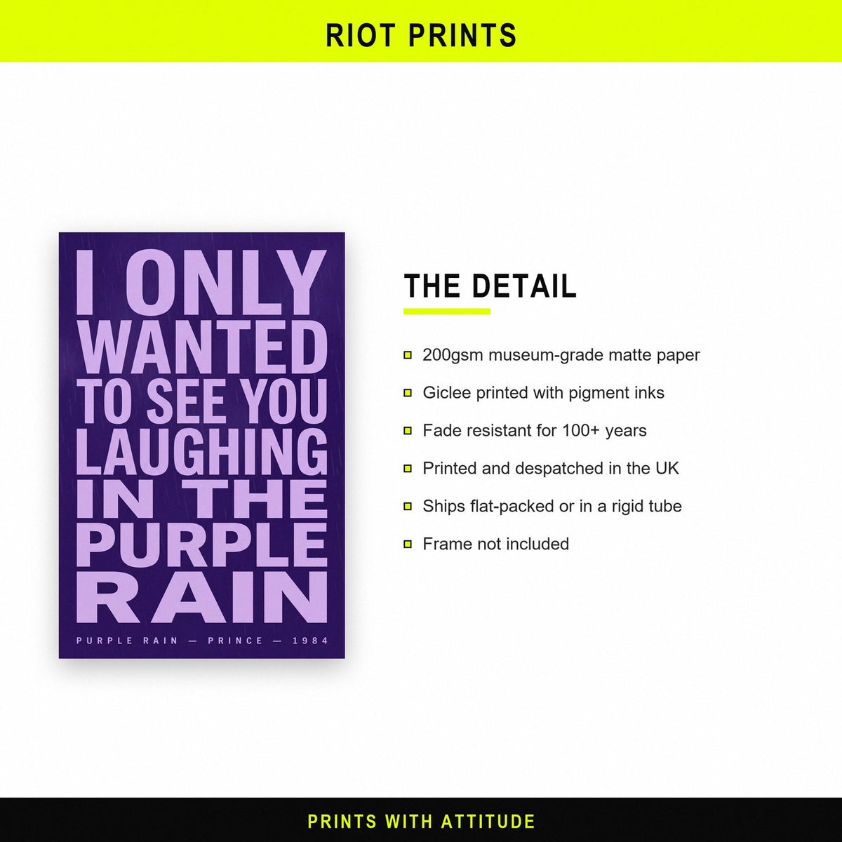 Purple Rain Lyrics Print paper and printing specification
