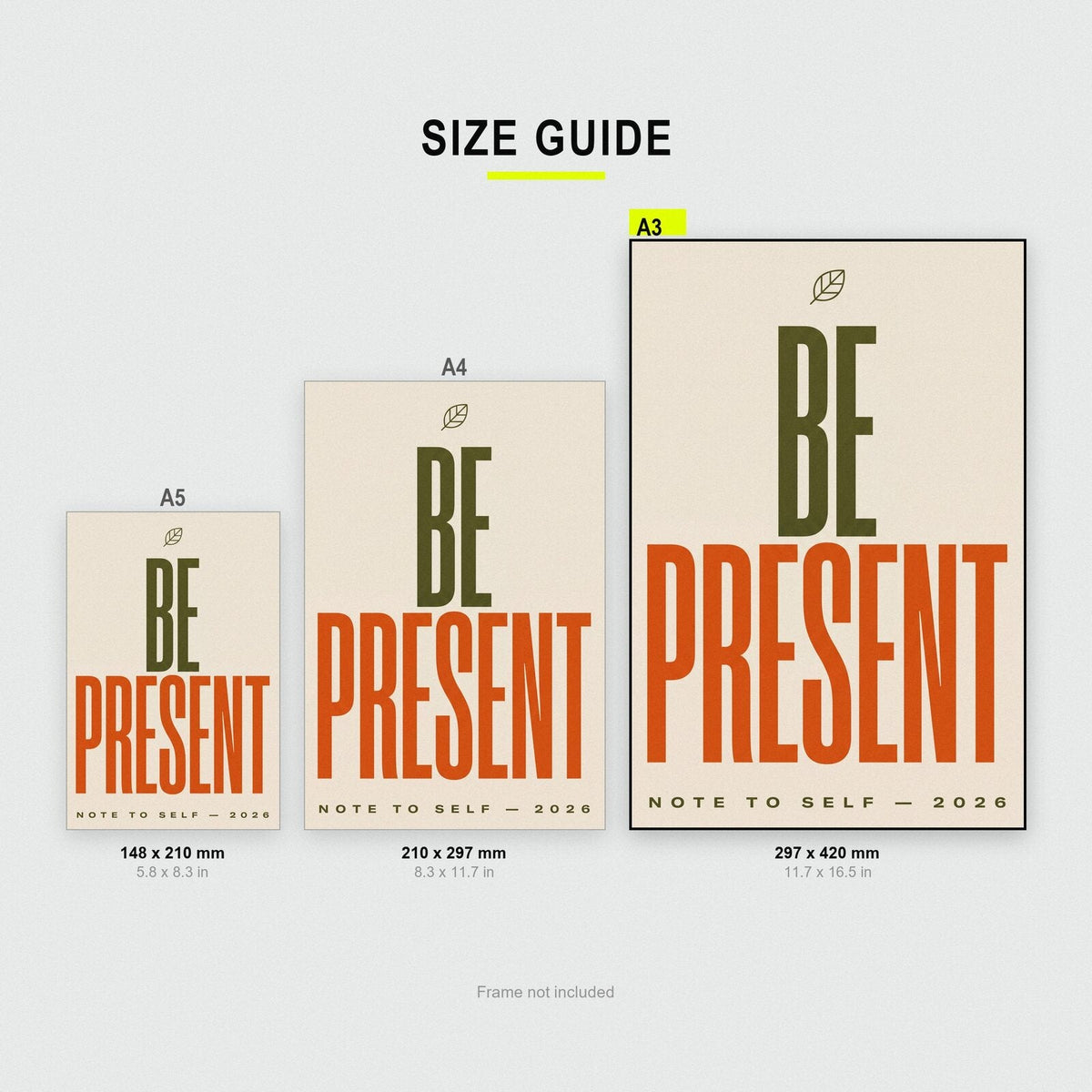 Be Present Note To Self Typography Art Print