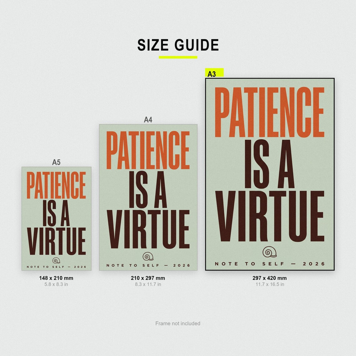 Patience Is A Virtue Note To Self Typography Art Print