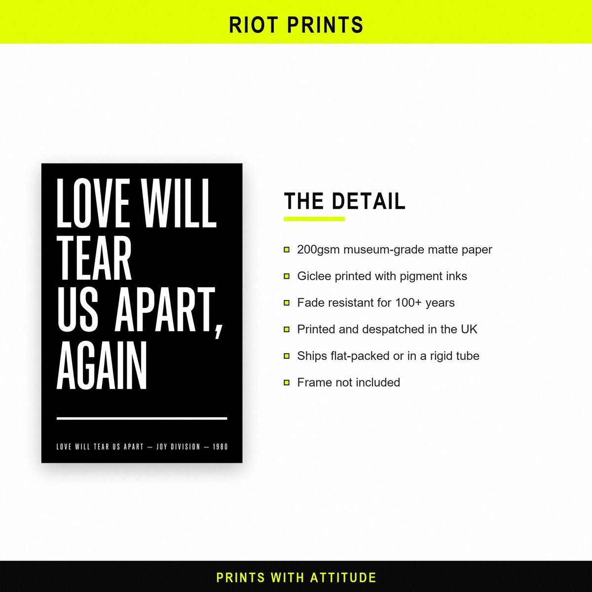 Love Will Tear Us Apart Lyrics Print paper and printing specification
