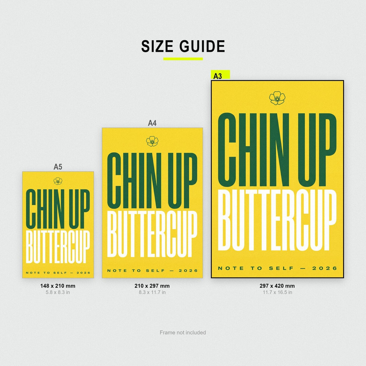 Chin Up Buttercup Note To Self Typography Art Print