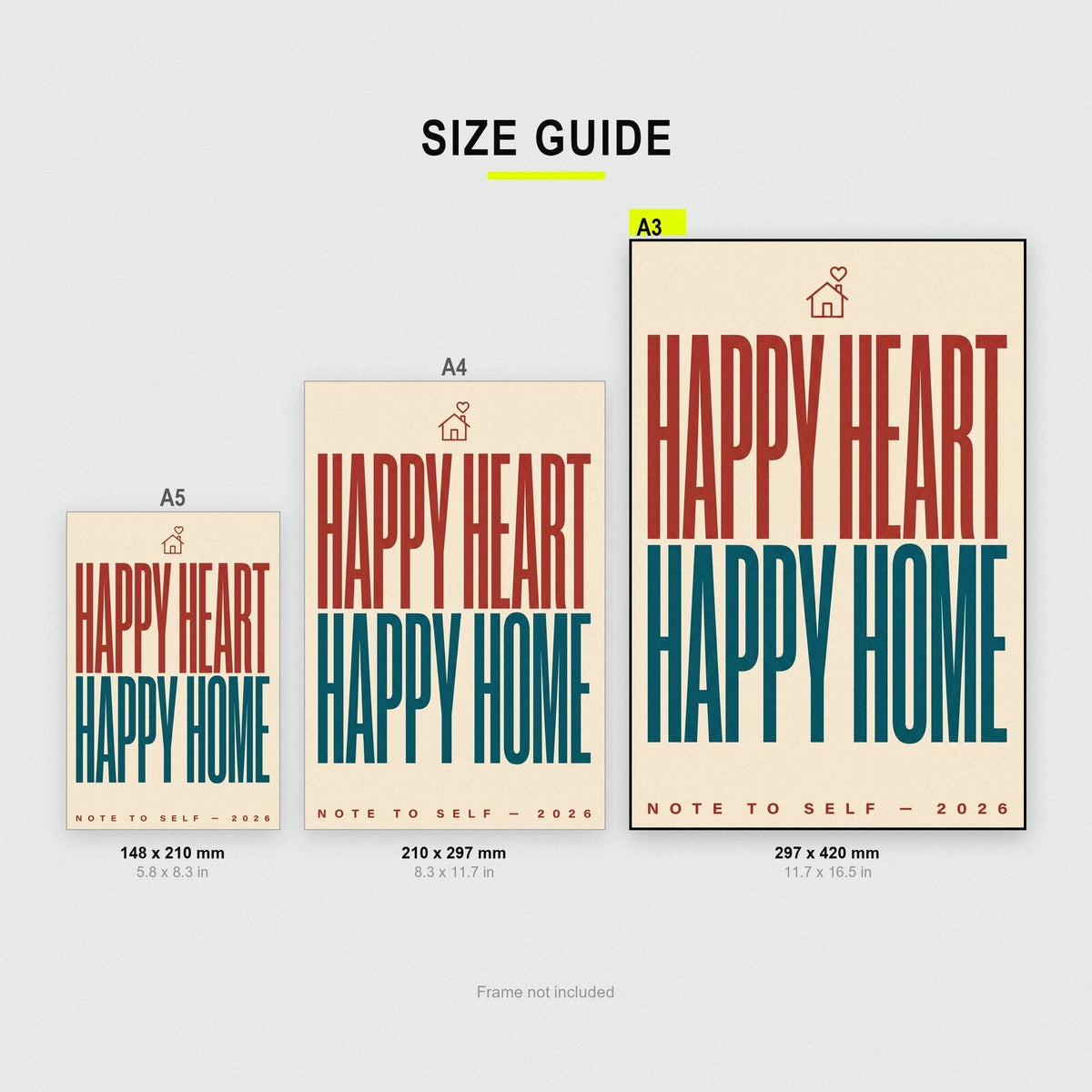 Happy Heart Happy Home Note To Self Typography Art Print