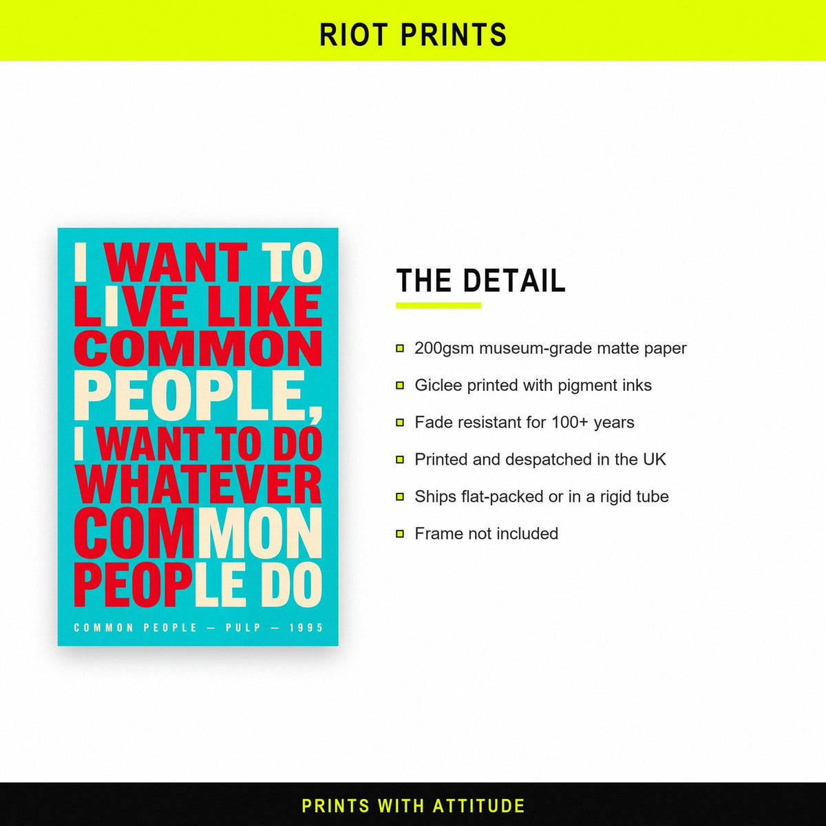 Common People Lyrics Print paper and printing specification