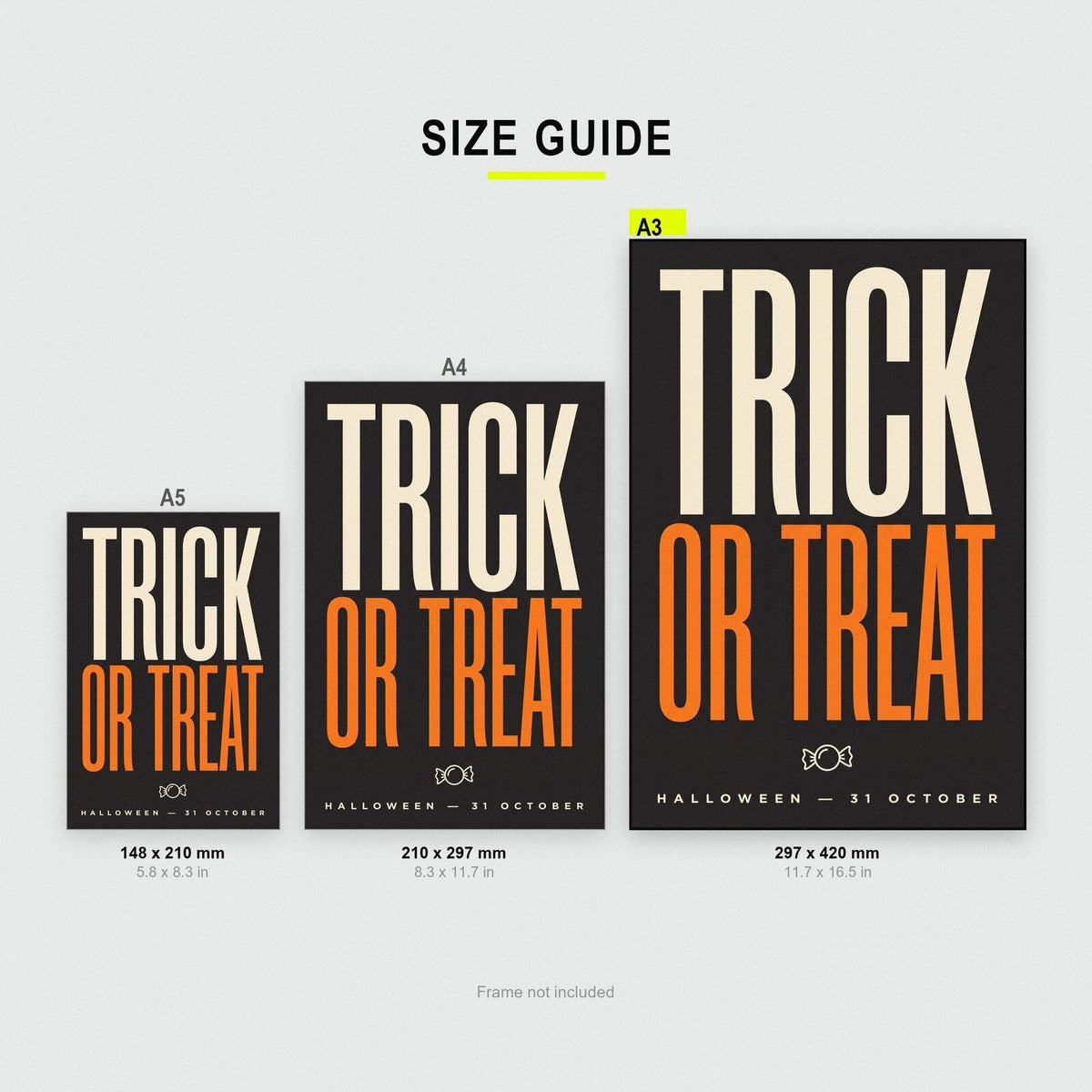 Trick Or Treat Halloween Typography Art Print