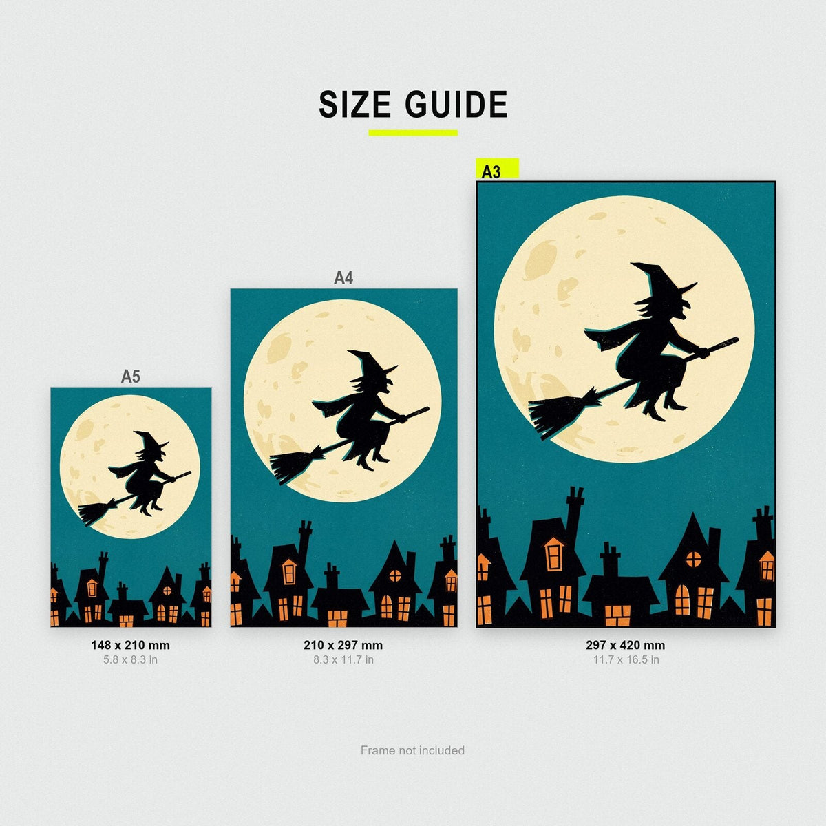 Witch Across The Moon Halloween Art Print