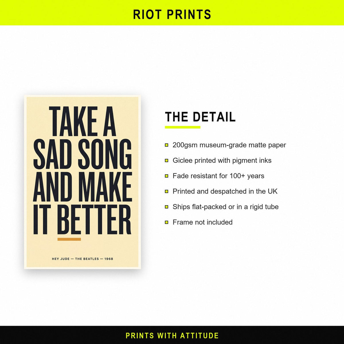 Hey Jude Lyrics Print paper and printing specification