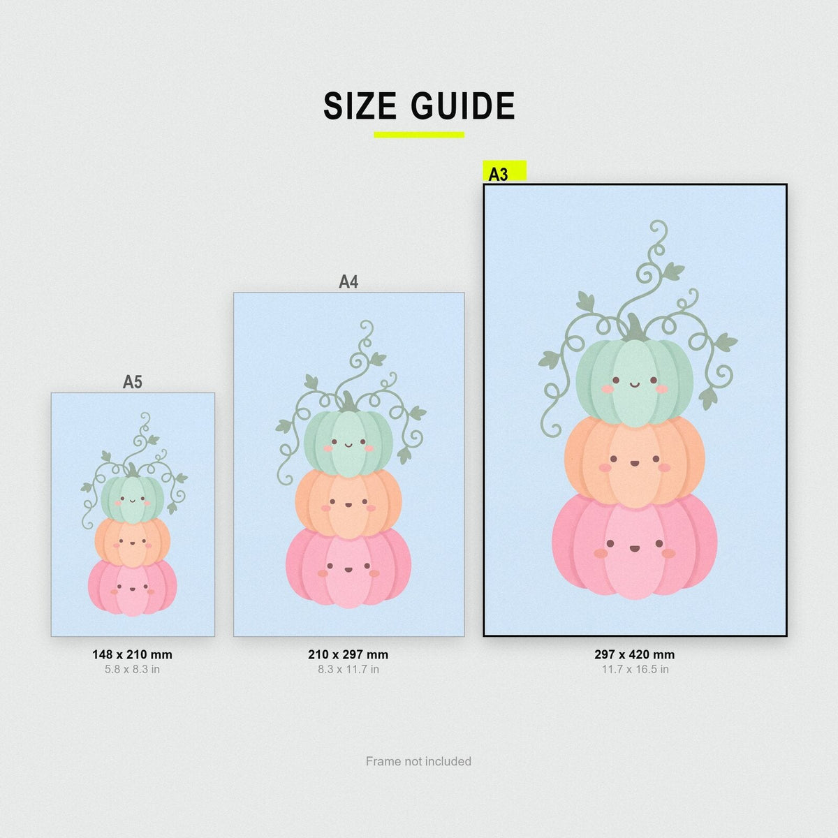 Pastel Pumpkin Stack Cute Halloween Art Print