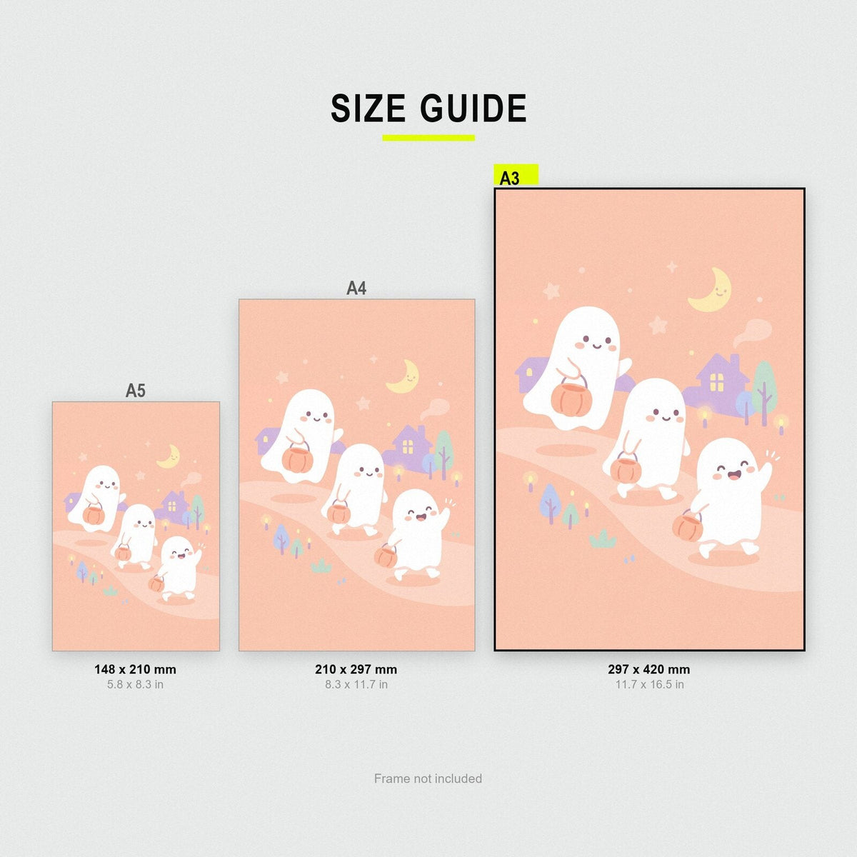 Three Little Ghosts Cute Halloween Art Print