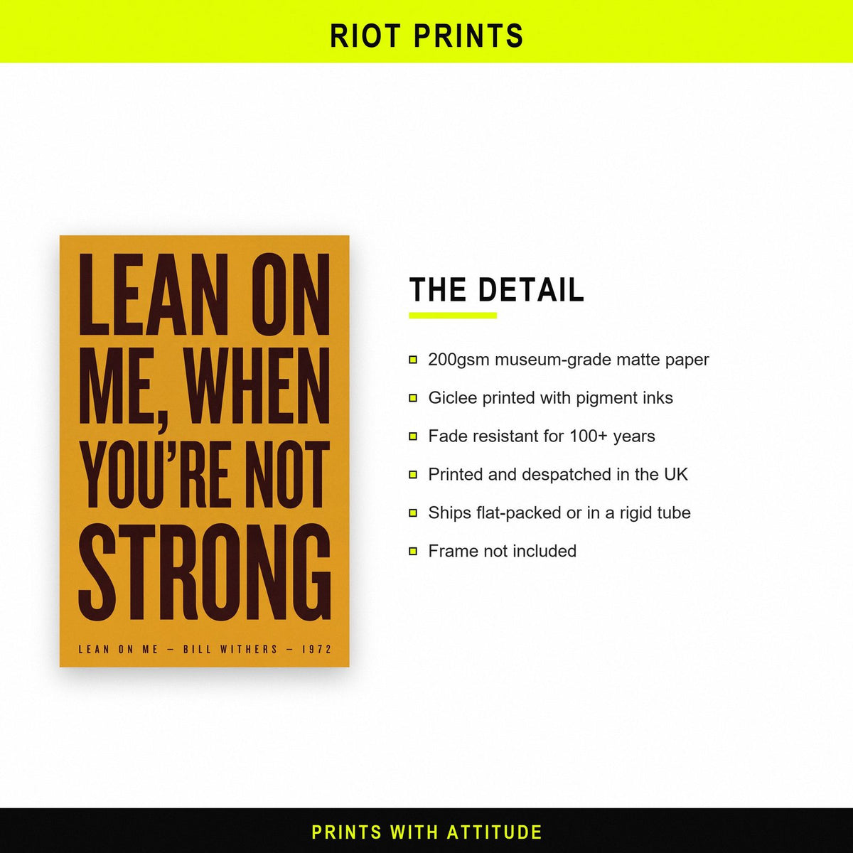 Lean On Me Lyrics Print paper and printing specification