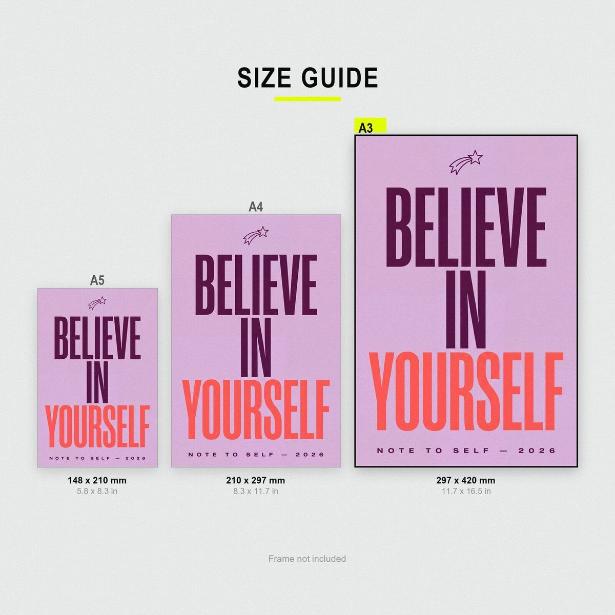 Believe In Yourself Note To Self Typography Art Print