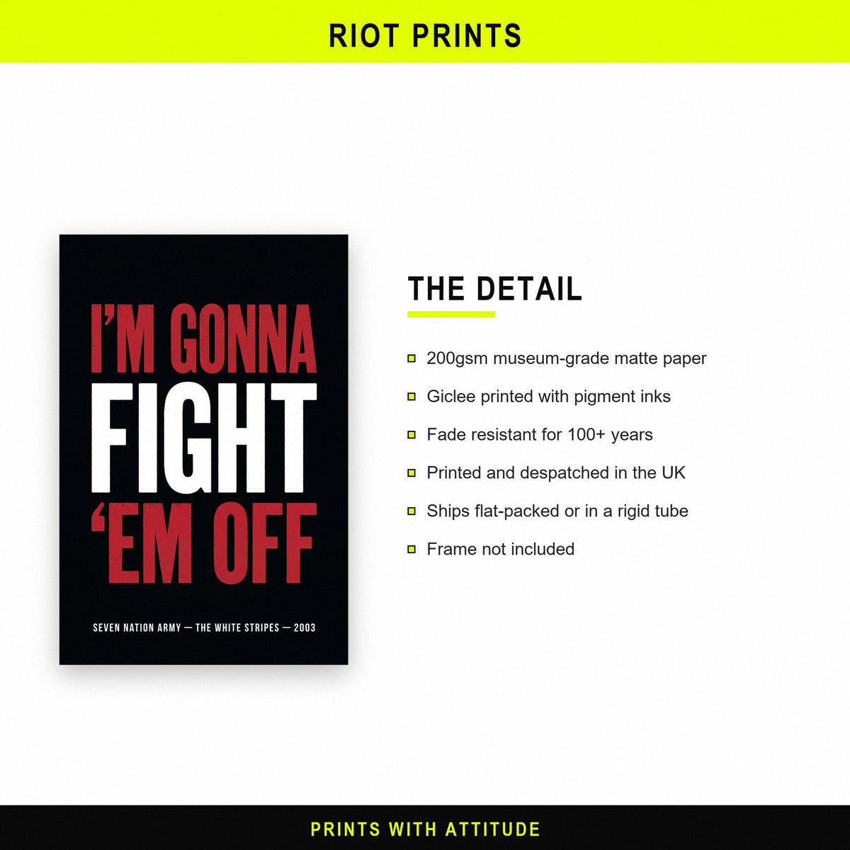 Seven Nation Army Lyrics Print paper and printing specification