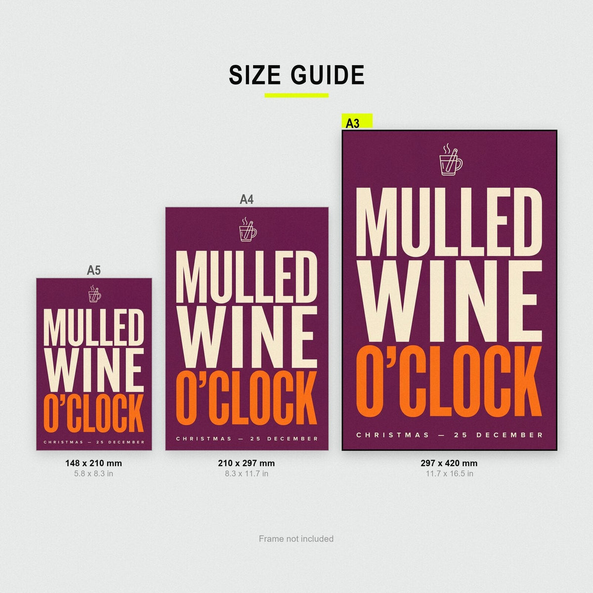 Mulled Wine O Clock Christmas Typography Art Print