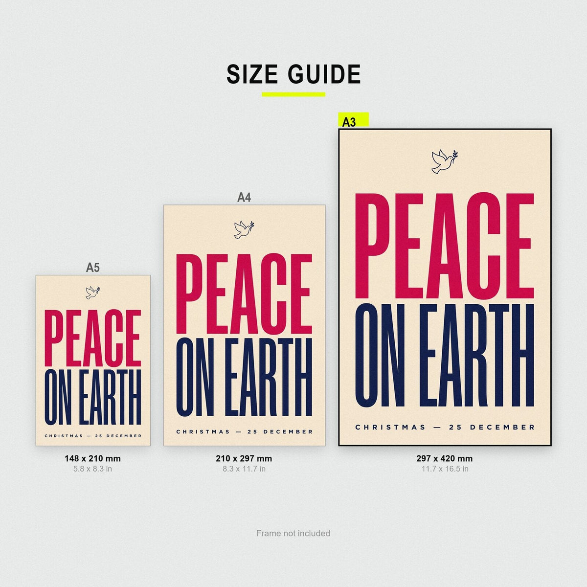 Peace On Earth Christmas Typography Art Print
