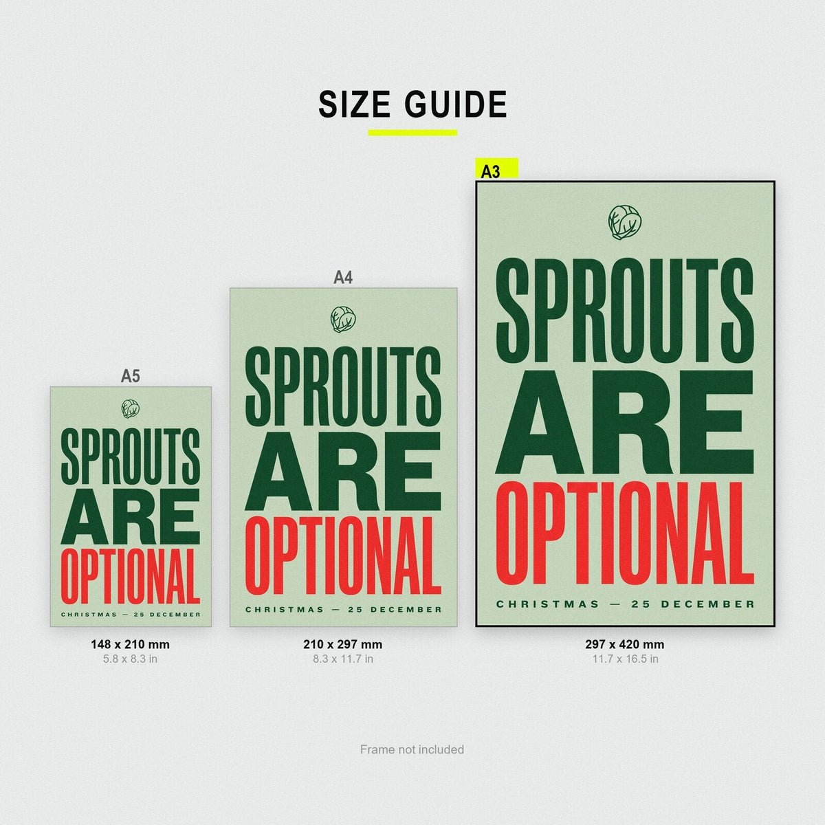 Sprouts Are Optional Christmas Typography Art Print