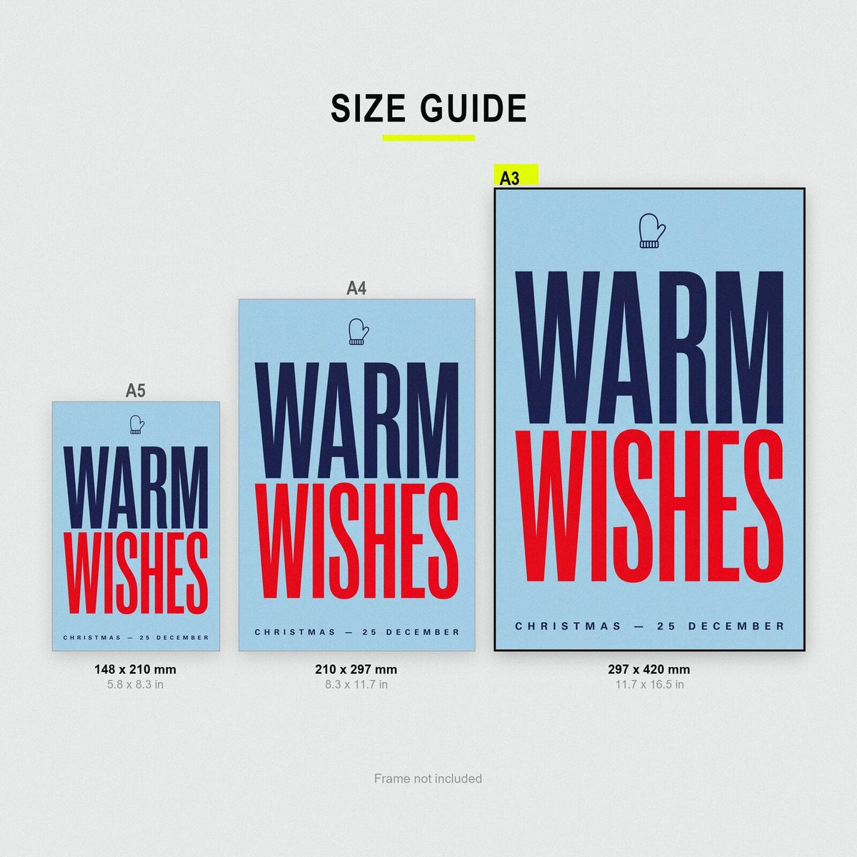 Warm Wishes Christmas Typography Art Print