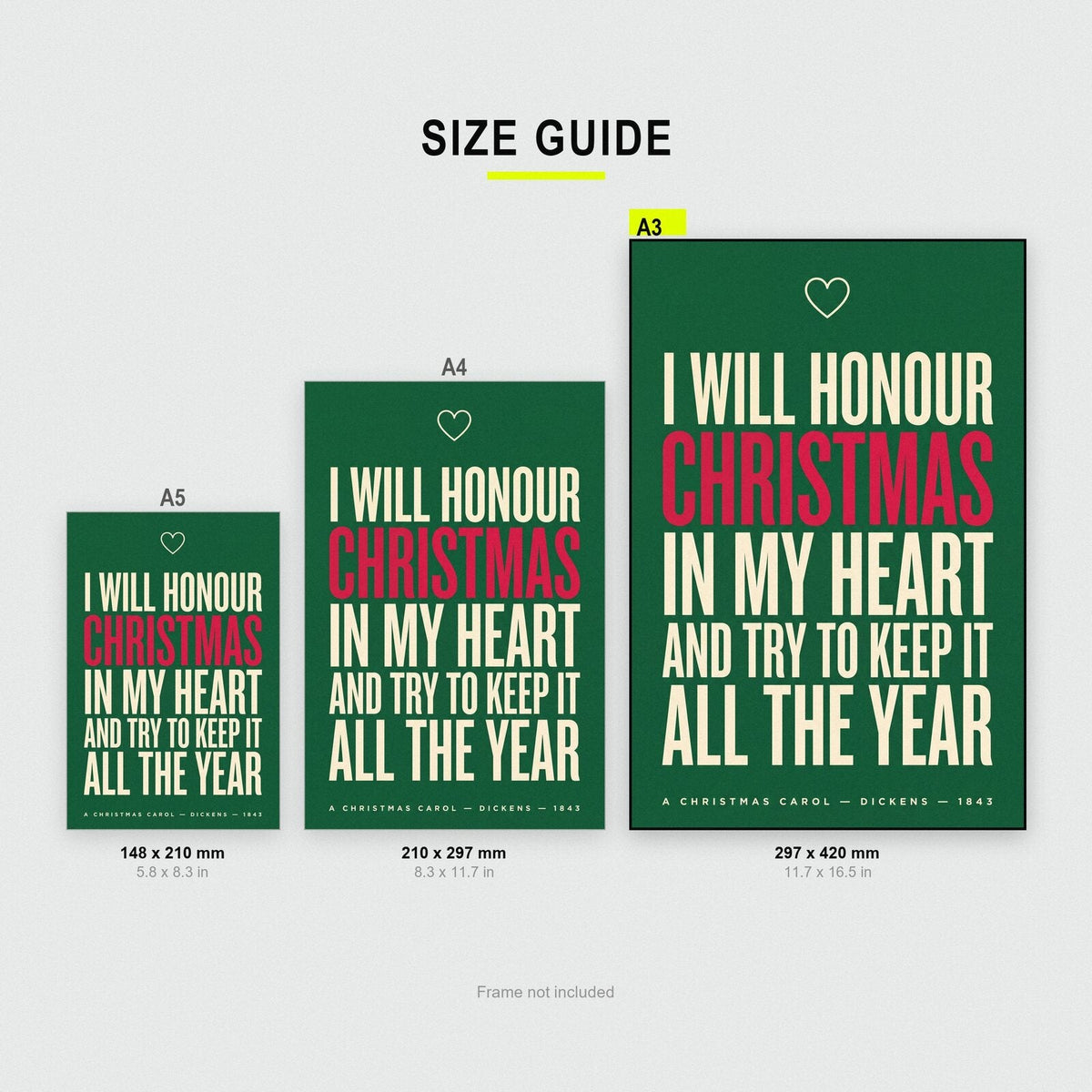 I Will Honour Christmas In My Heart Christmas Typography Art Print