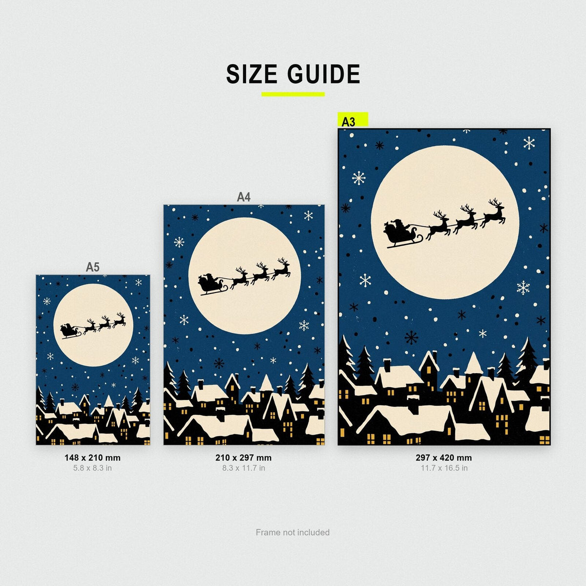 The Sleigh Across The Moon Christmas Art Print