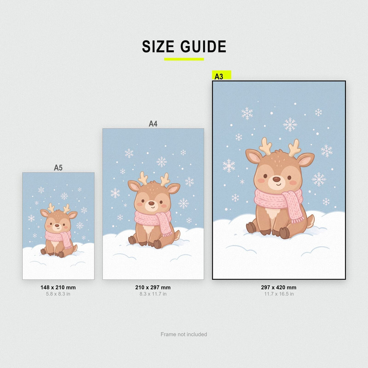 Little Reindeer Cute Christmas Art Print