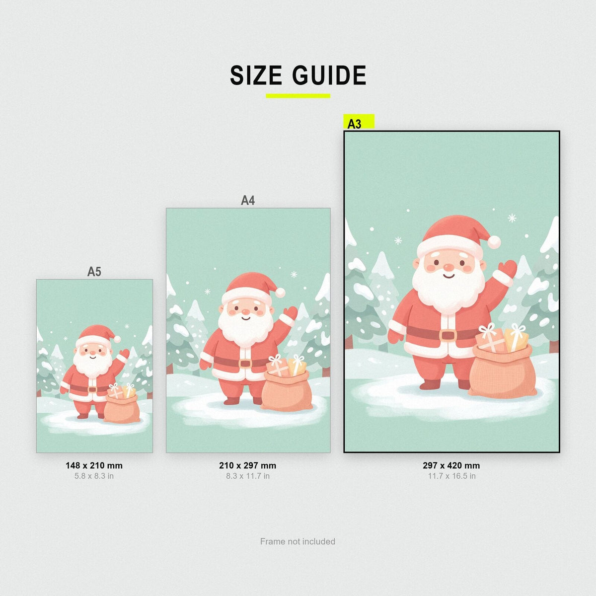 Little Santa Cute Christmas Art Print