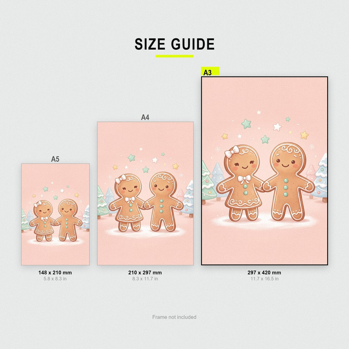 Gingerbread Friends Cute Christmas Art Print