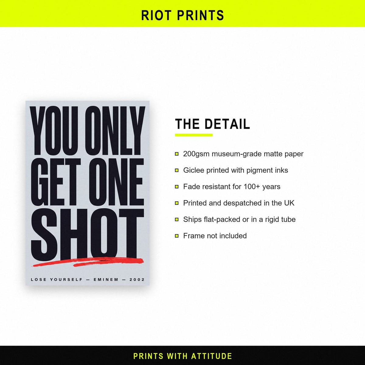 Lose Yourself Lyrics Print paper and printing specification
